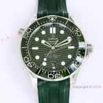 OR Factory Swiss Replica Omega Seamaster Diver 300m Green Rubber Strap Watch